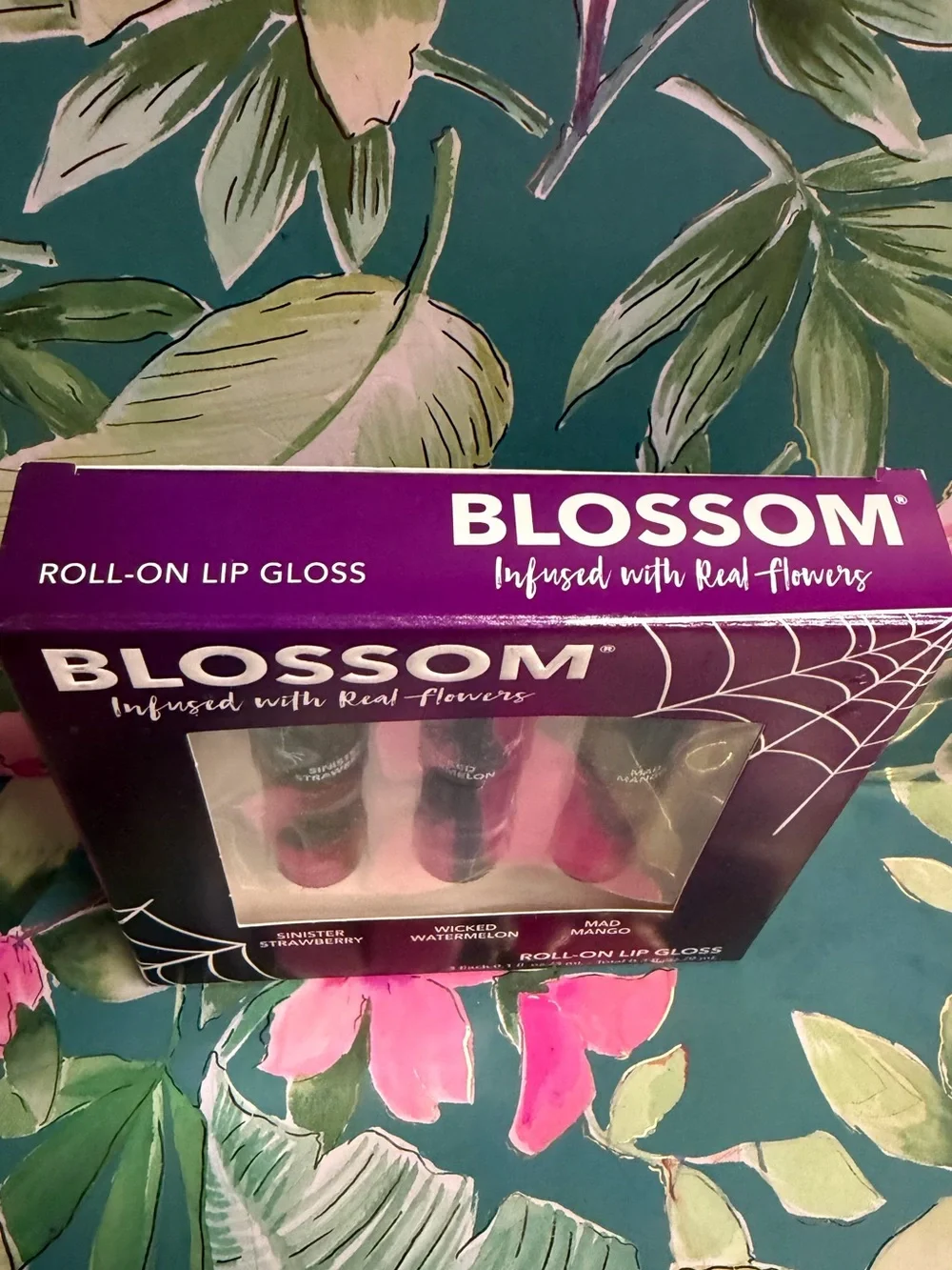 Blossom Halloween Flower Infused Roll-On Lip Gloss 3 Piece Set NIB